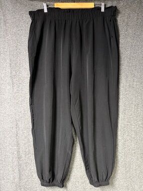 Black Harem Pants 3XL Elastic Waist Lightweight Jogger Boho Loose Fit